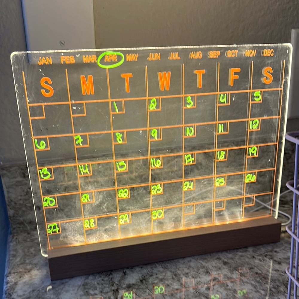 Acrylic LED Calendar with Wooden Base